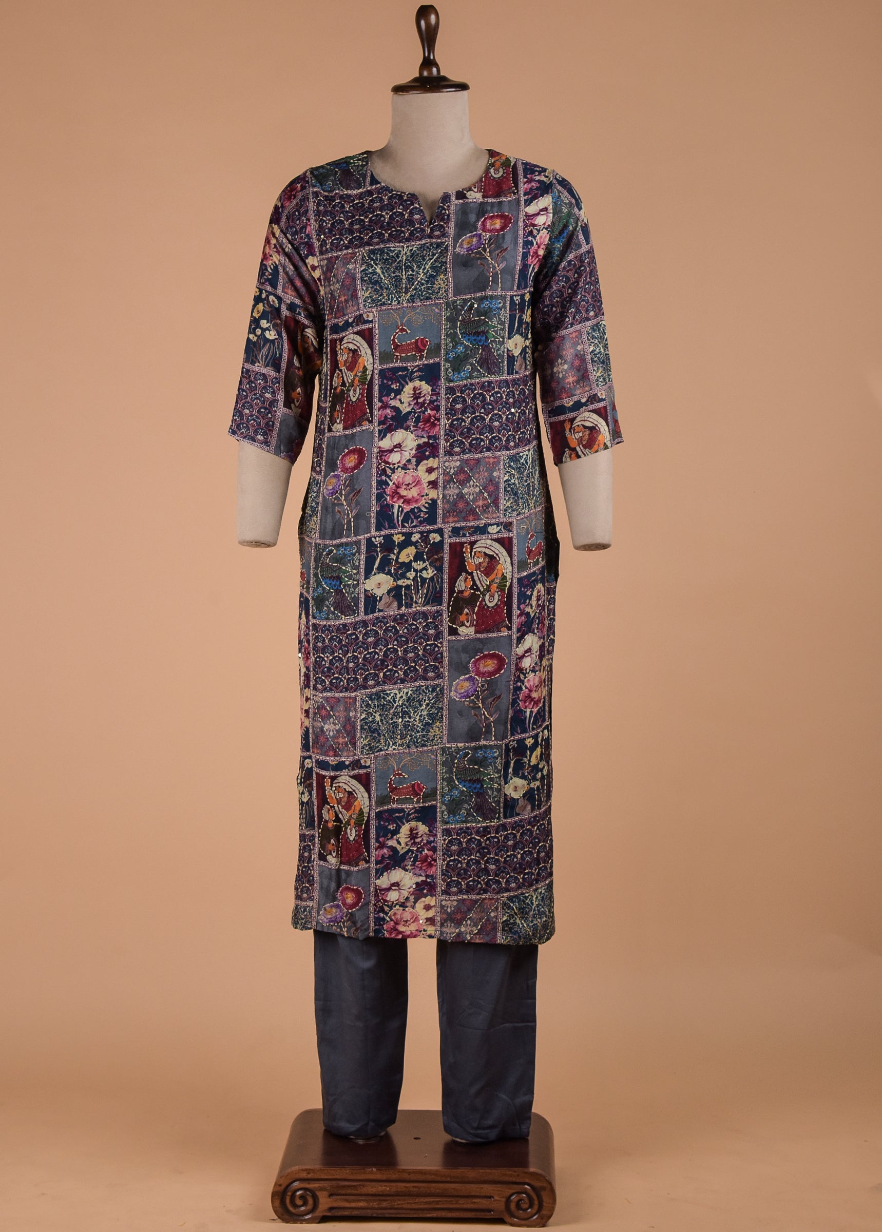 Blue Cotton Straight Set