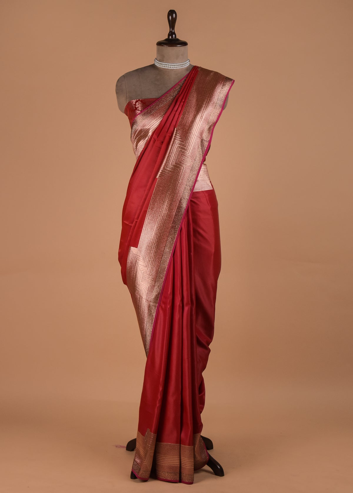 Red Art Satin Banarasi Saree