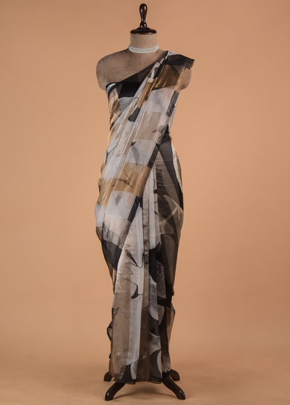 Multicoloured Organza Printed Saree