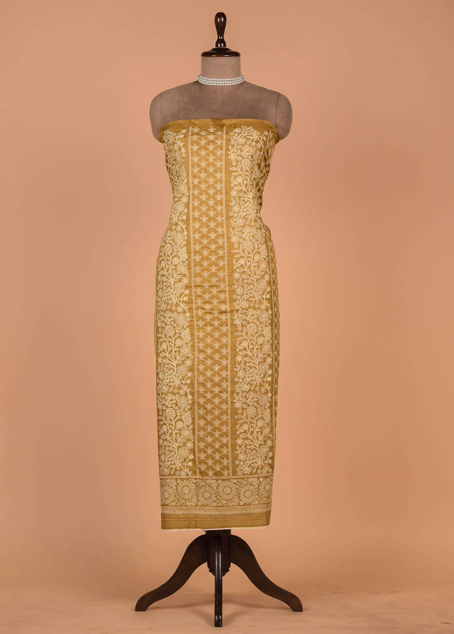 Yellow Tussar Dress Material