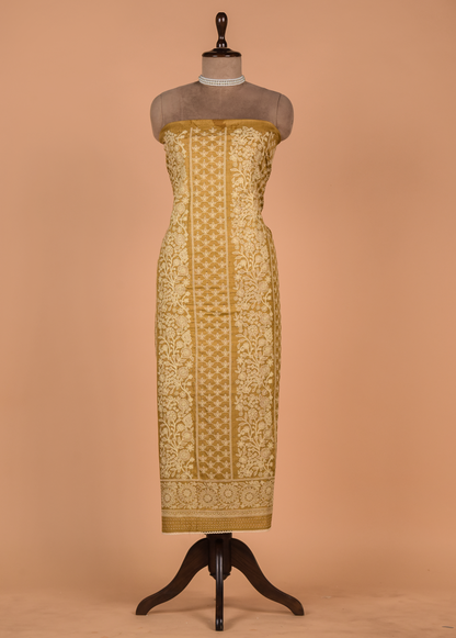 Yellow Tussar Dress Material