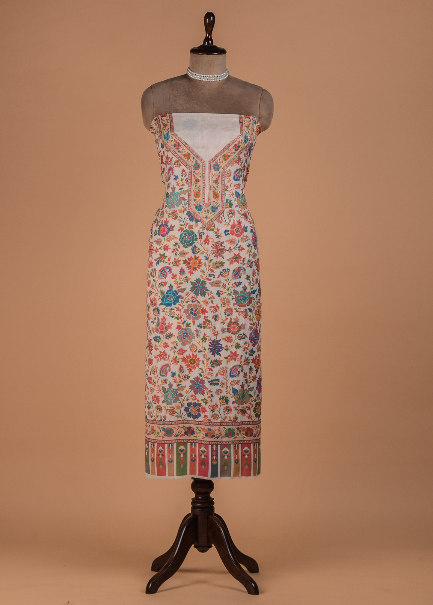 Cream Pashmina Dress Material