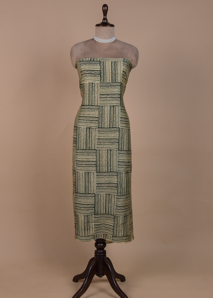 Green Cotton Tussar Dress Material