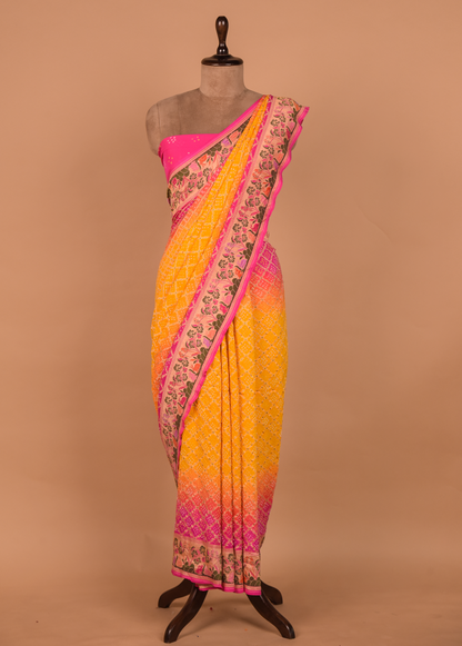 Multicoloured Georgette Bandhani Saree
