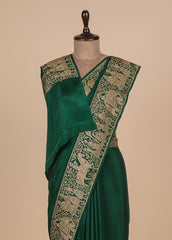 Green Crepe Banarasi Saree