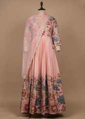 Pink Moroccan Silk Anarkali Set