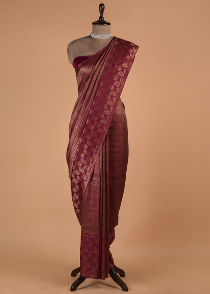 Pink Crepe Banarasi Saree