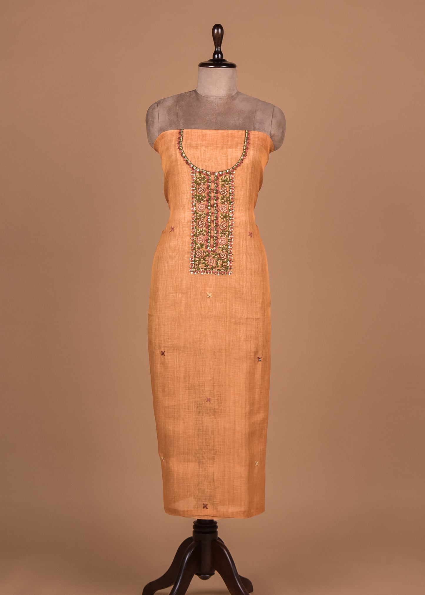 Yellow Tissue Cotton Dress Material