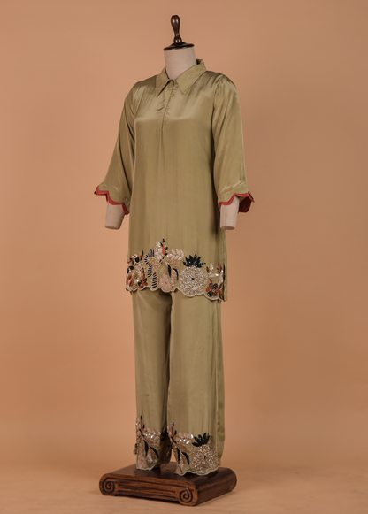 Green Crepe Coord Set