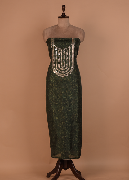 Green Cotton Tussar Dress Material