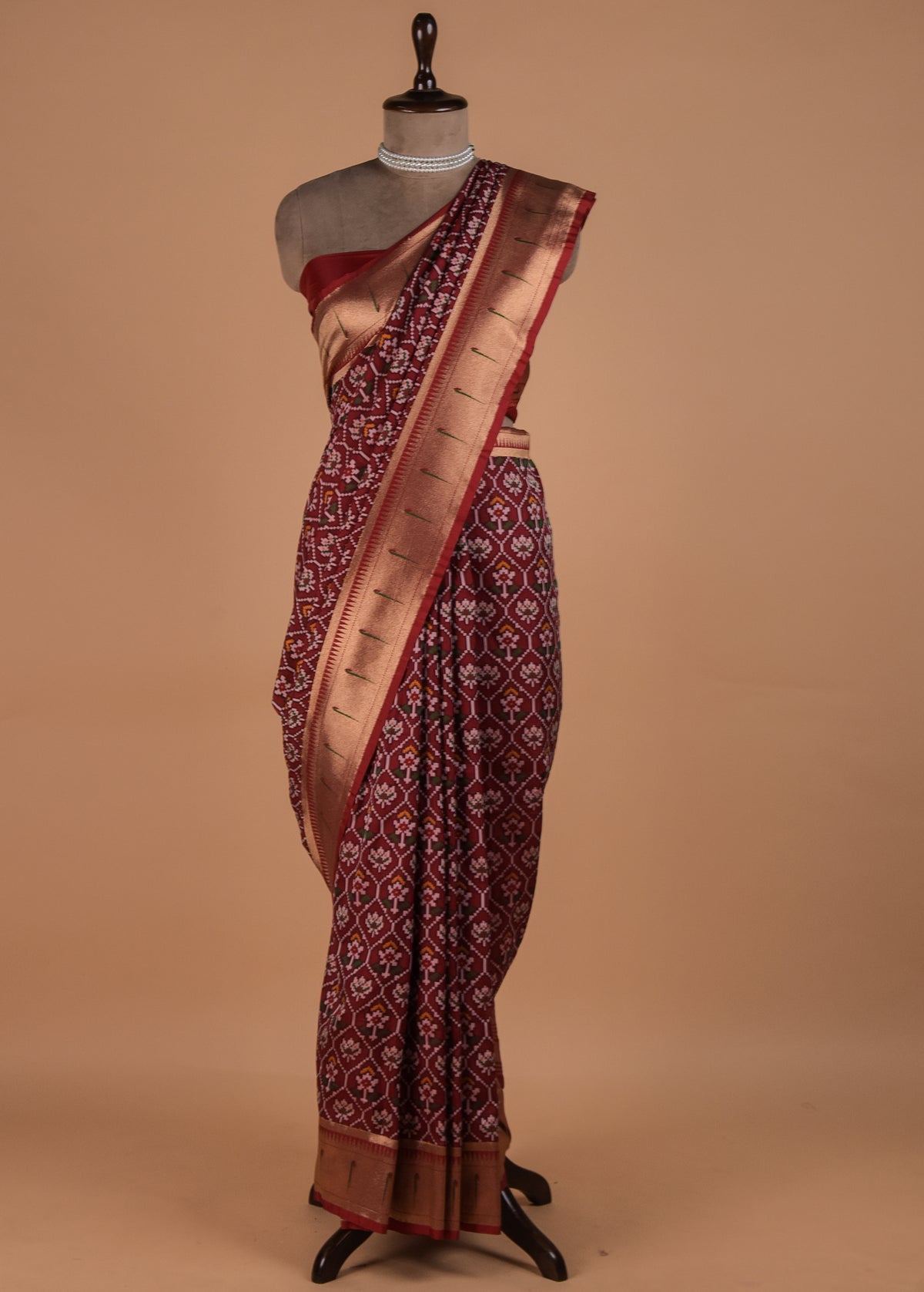 Red Art Satin Patola Saree