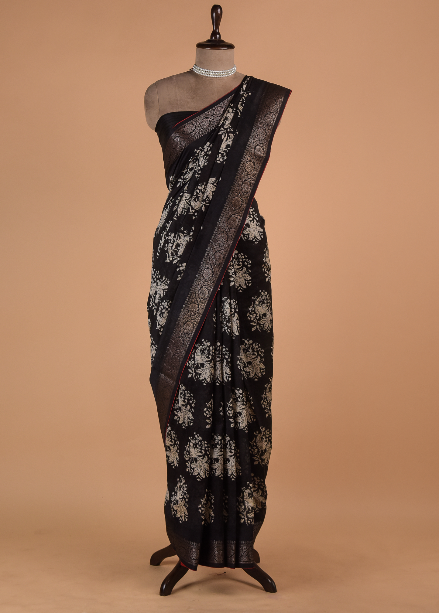 Black Cotton Printed Saree
