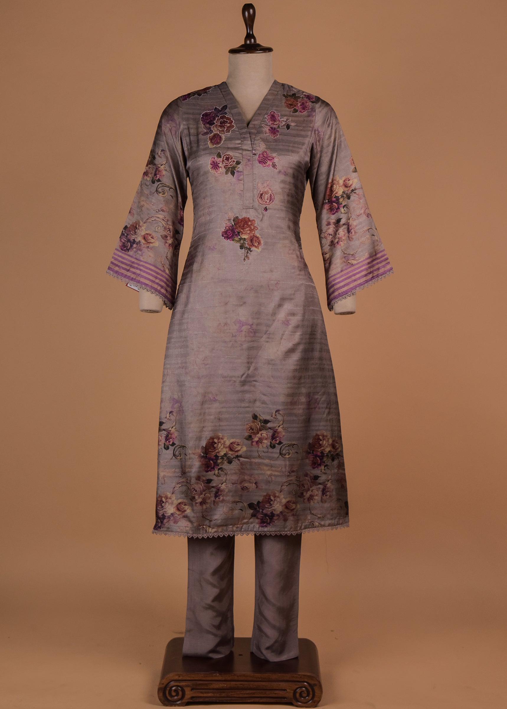 Purple Tussar Straight Set
