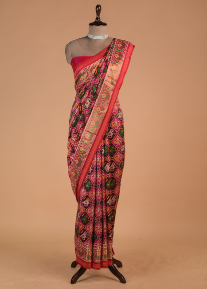 Pink Art Silk Patola Saree