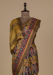 Yellow Tussar Silk Printed / Patola Saree