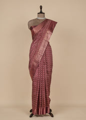 Red Tussar Printed Saree