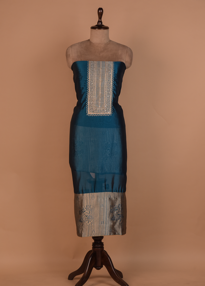 Blue Silk Dress Material