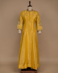 Yellow Tissue Silk Anarkali Set