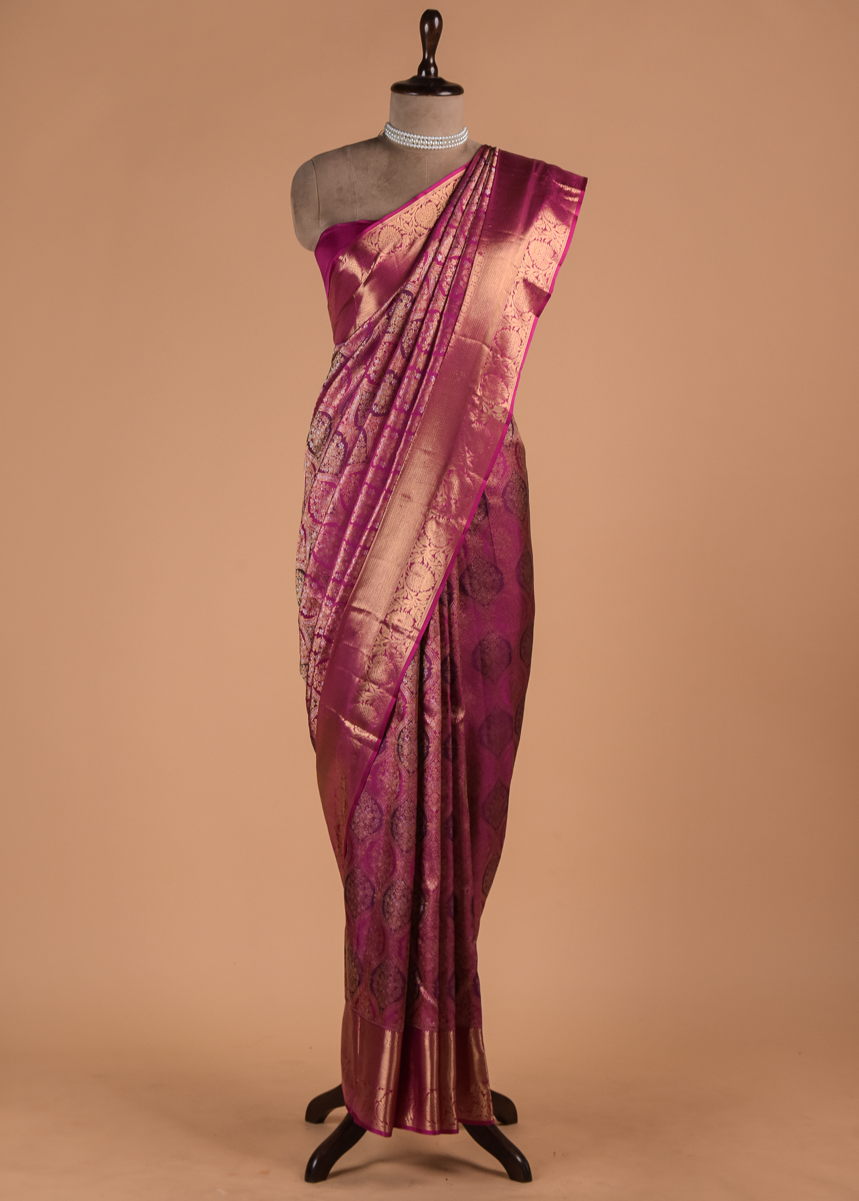 Pink Kanjeevaram Handwoven Silk Saree | Greenways