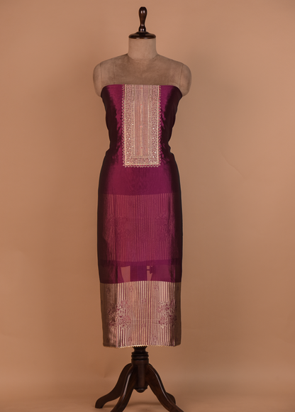 Wine Silk Dress Material
