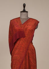 Red Crepe Printed Saree