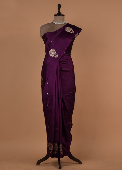 Purple Silk Banarasi Saree