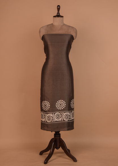 Brown Chanderi Dress Material