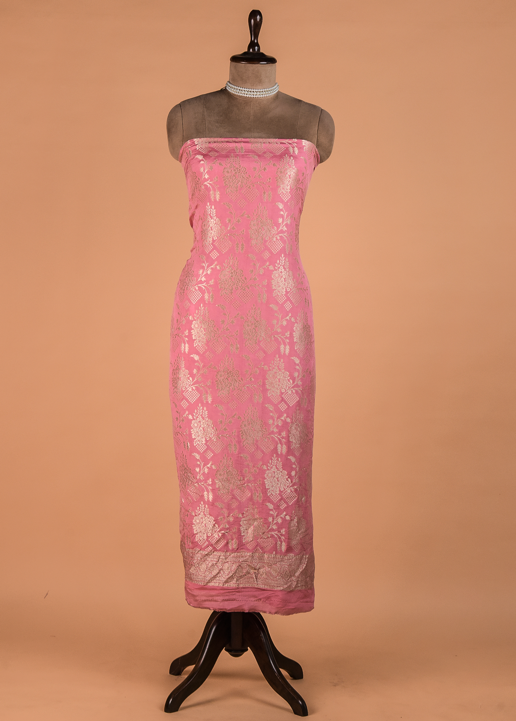 Pink Crepe Silk Dress Material - Image 3 | Greenways Delhi