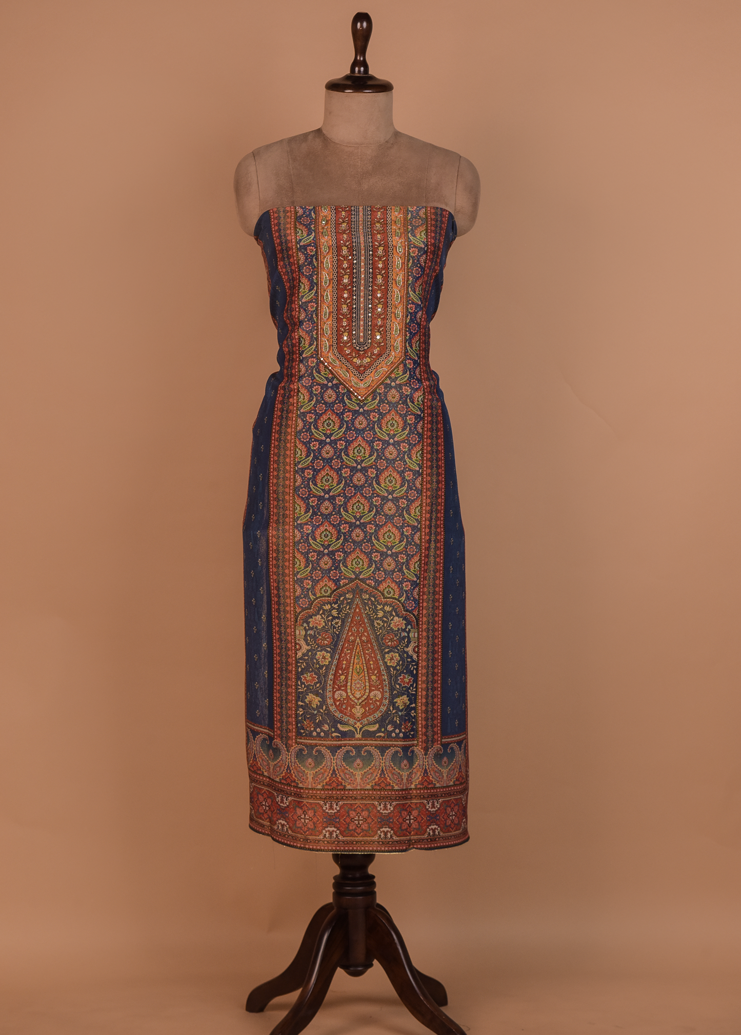 Blue Tussar Dress Material