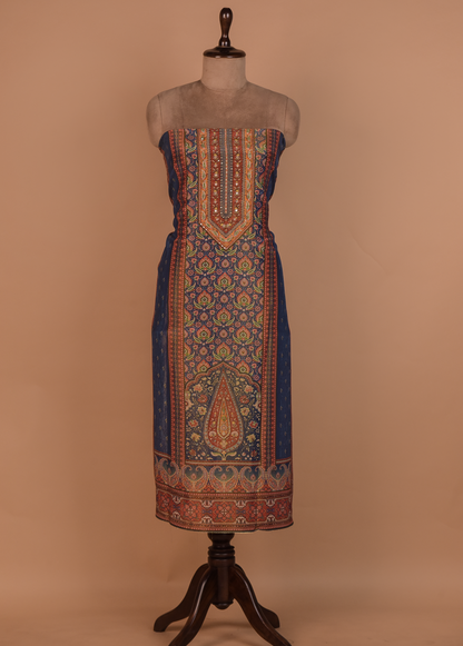 Blue Tussar Dress Material
