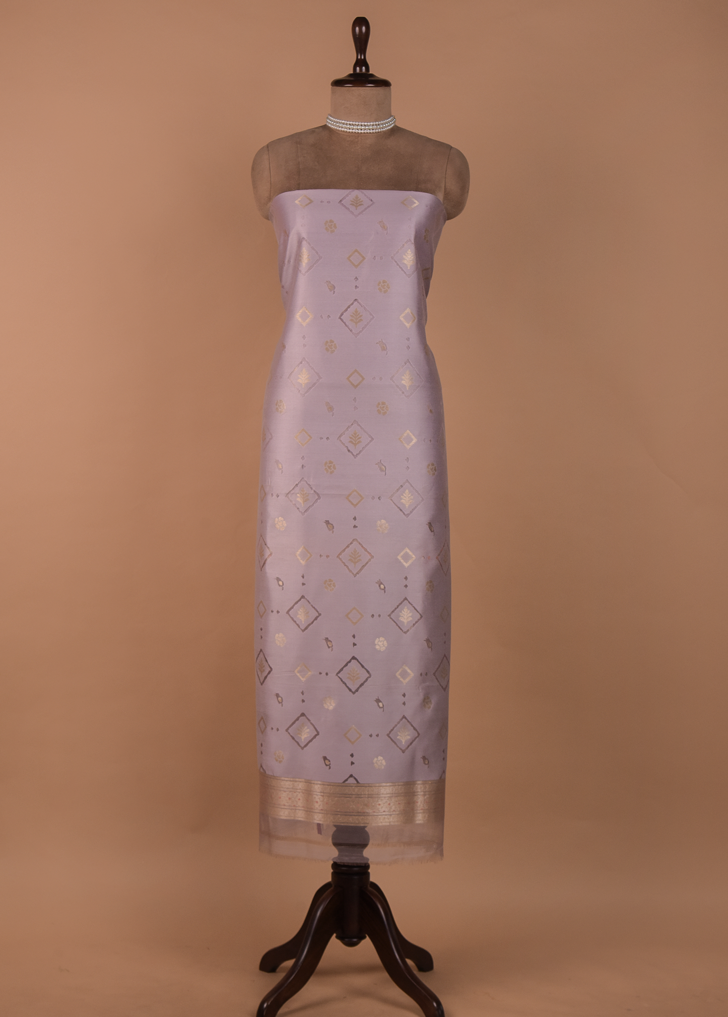 Purple Dupion Silk Dress Material