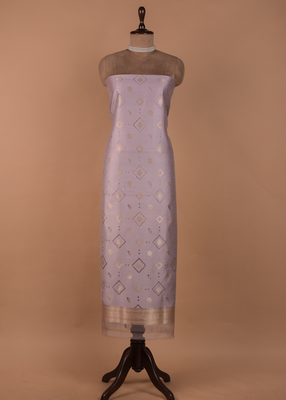 Purple Dupion Silk Dress Material