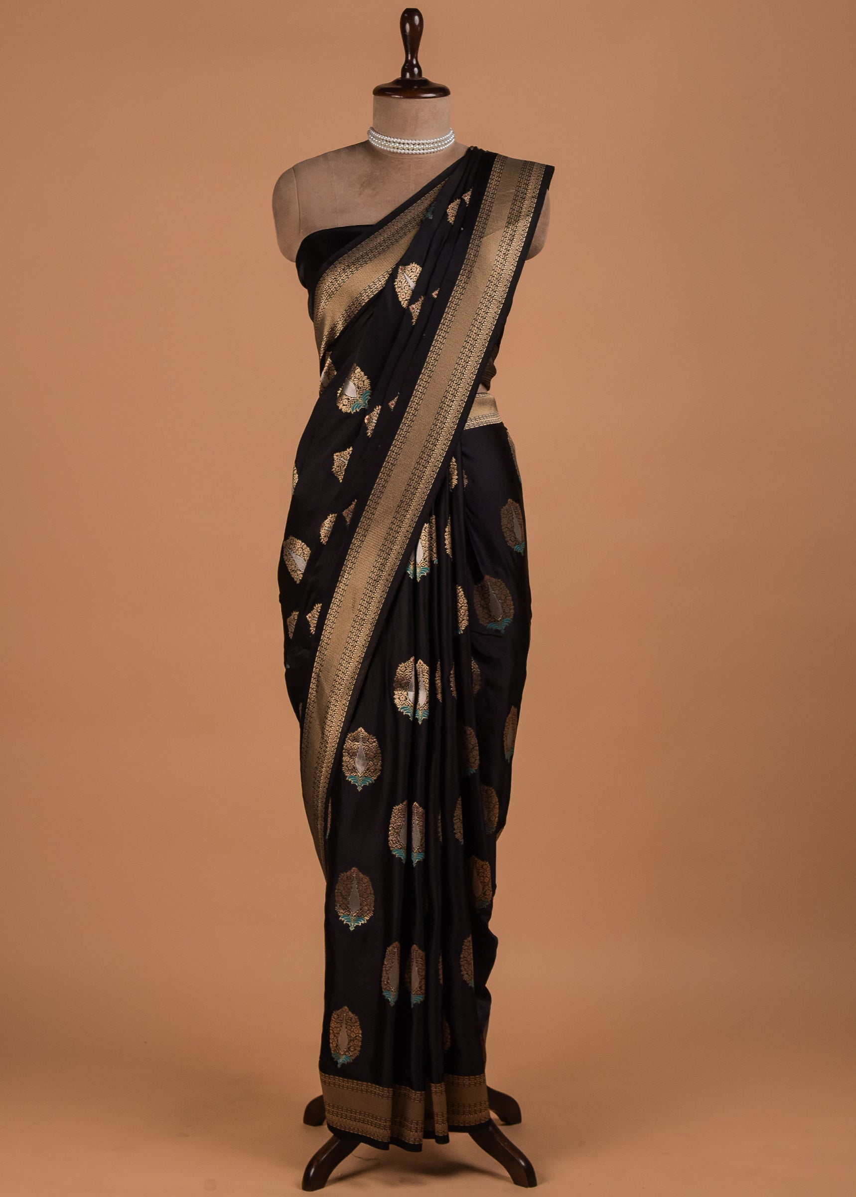 Black Art Satin Banarasi Saree