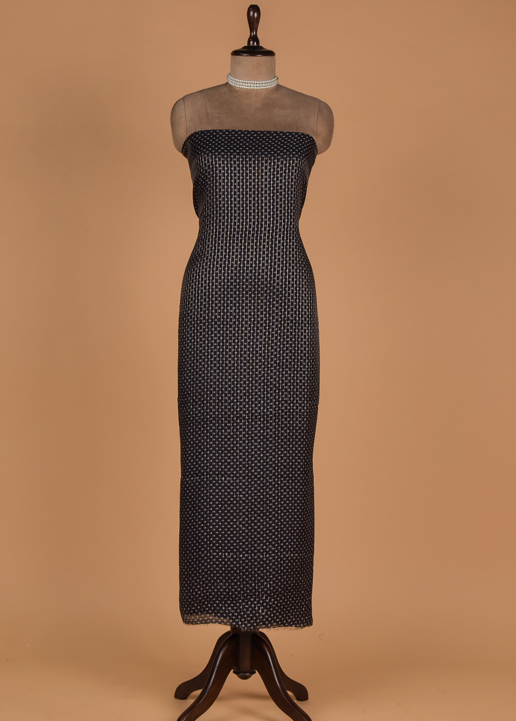 Black Muslin Crepe Dress Material