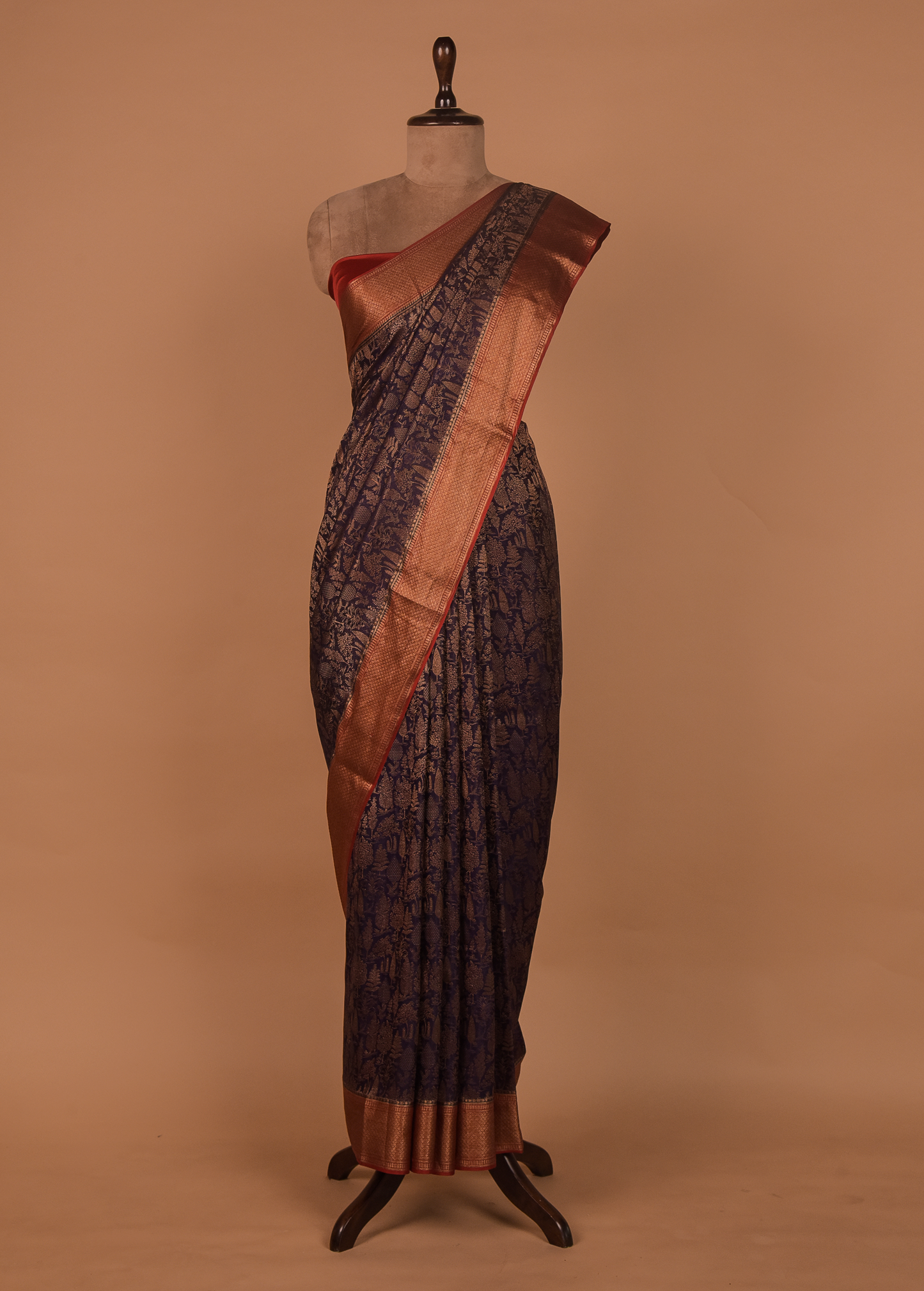 Blue Crepe Banarasi Saree
