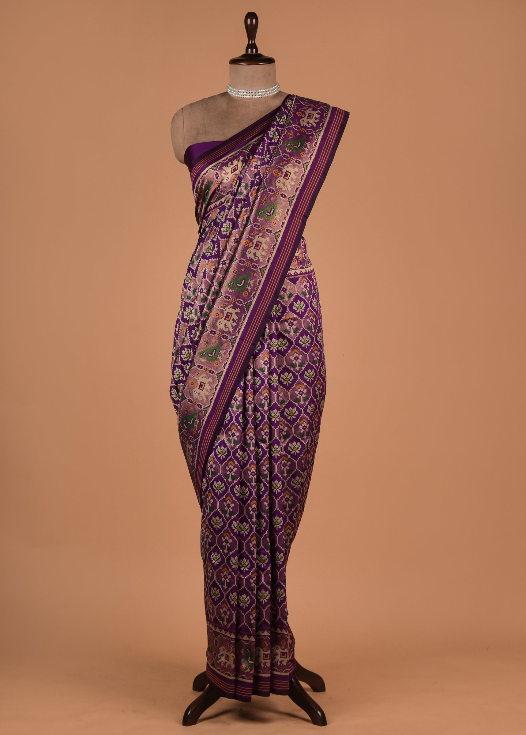 Purple Art Silk Patola Saree