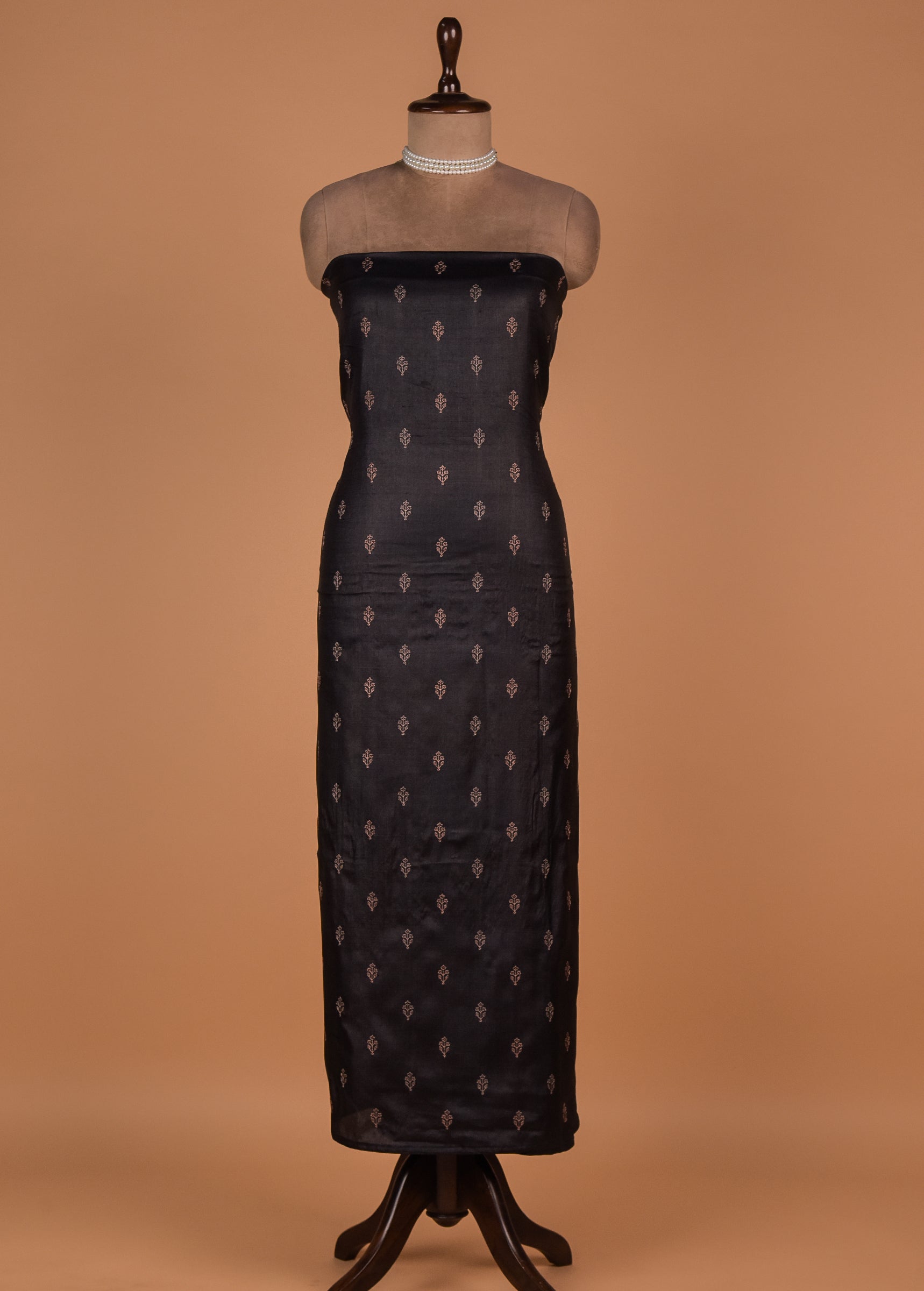 Black Tussar Dress Material