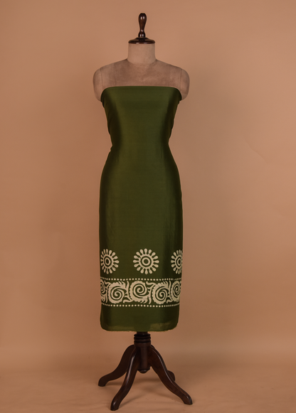 Green Chanderi Dress Material