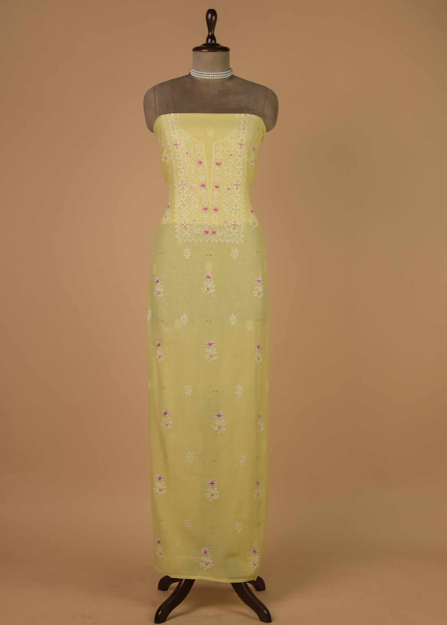 Yellow Mul Chanderi Dress Material