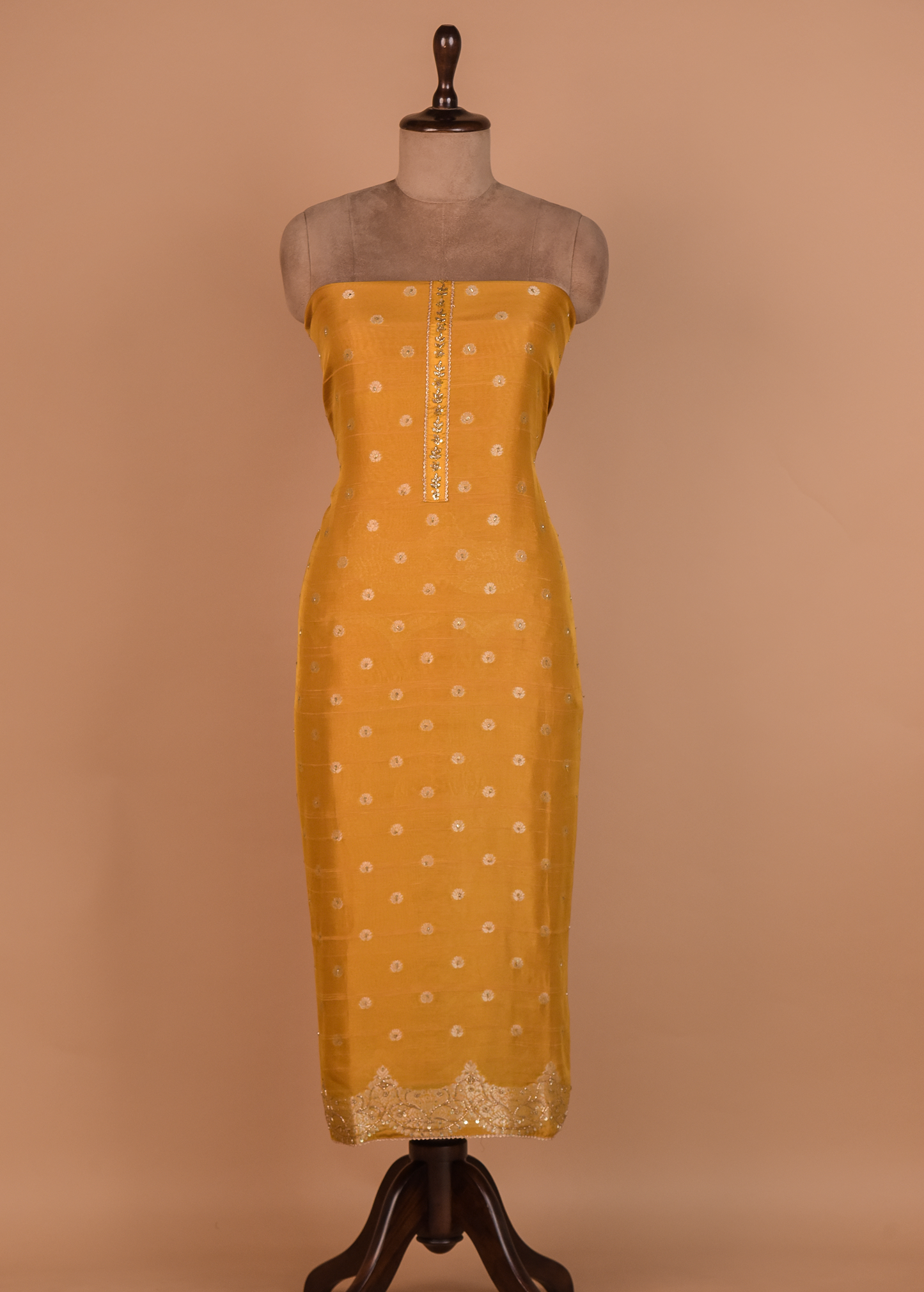 Yellow Chanderi Dress Material