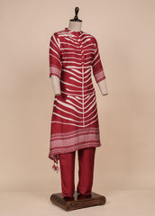 Red Crepe Kurti Set