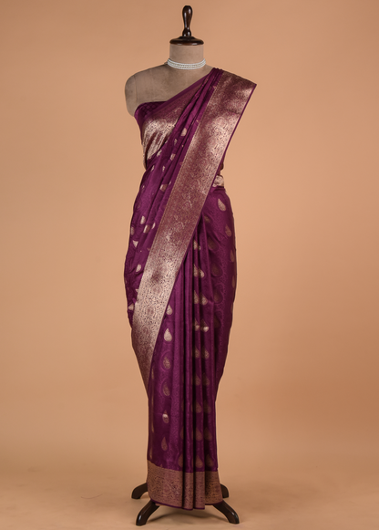 Purple Art Silk Banarasi Saree