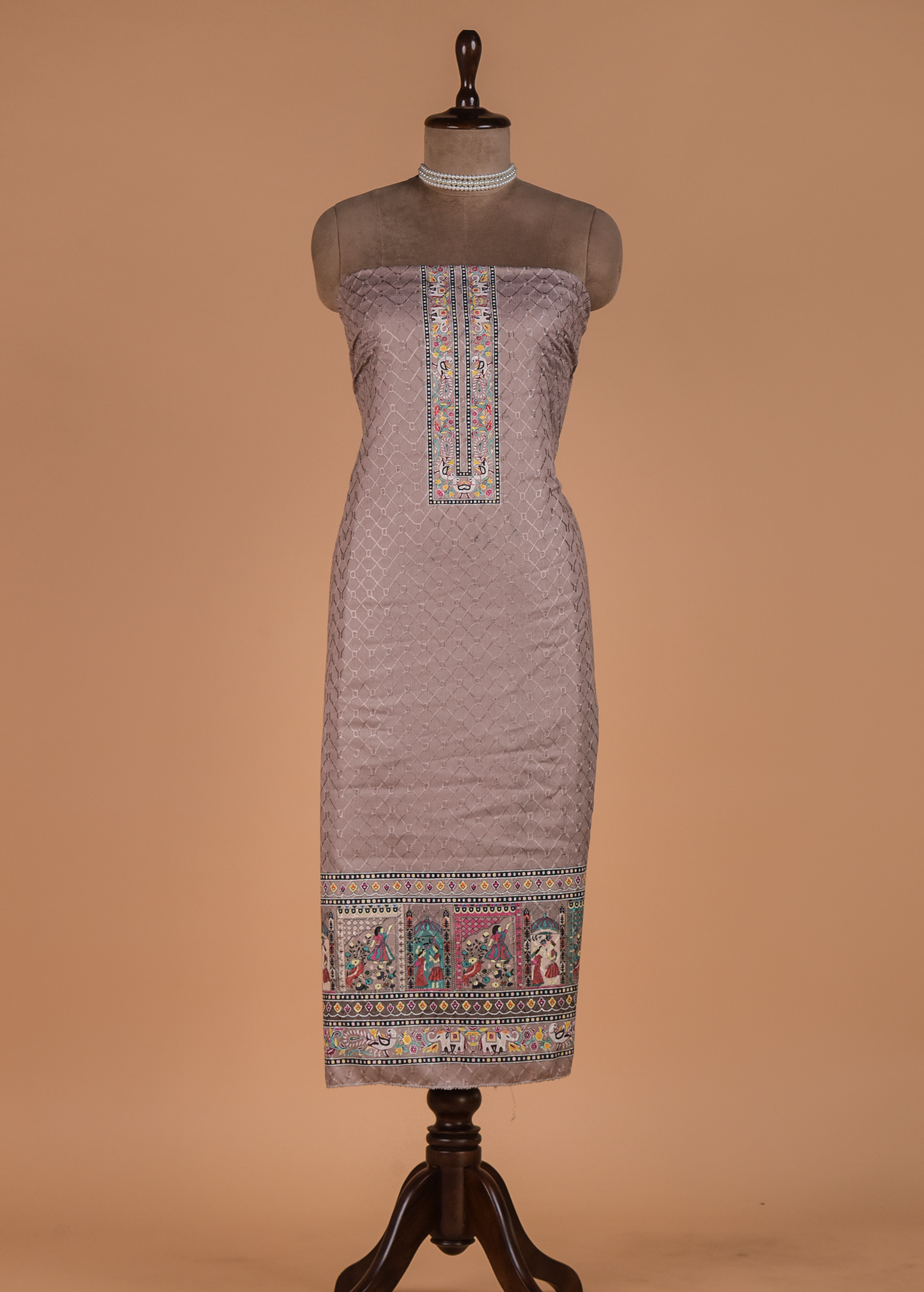 Grey Pashmina Dress Material