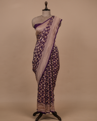 Purple Georgette Bandhani Saree