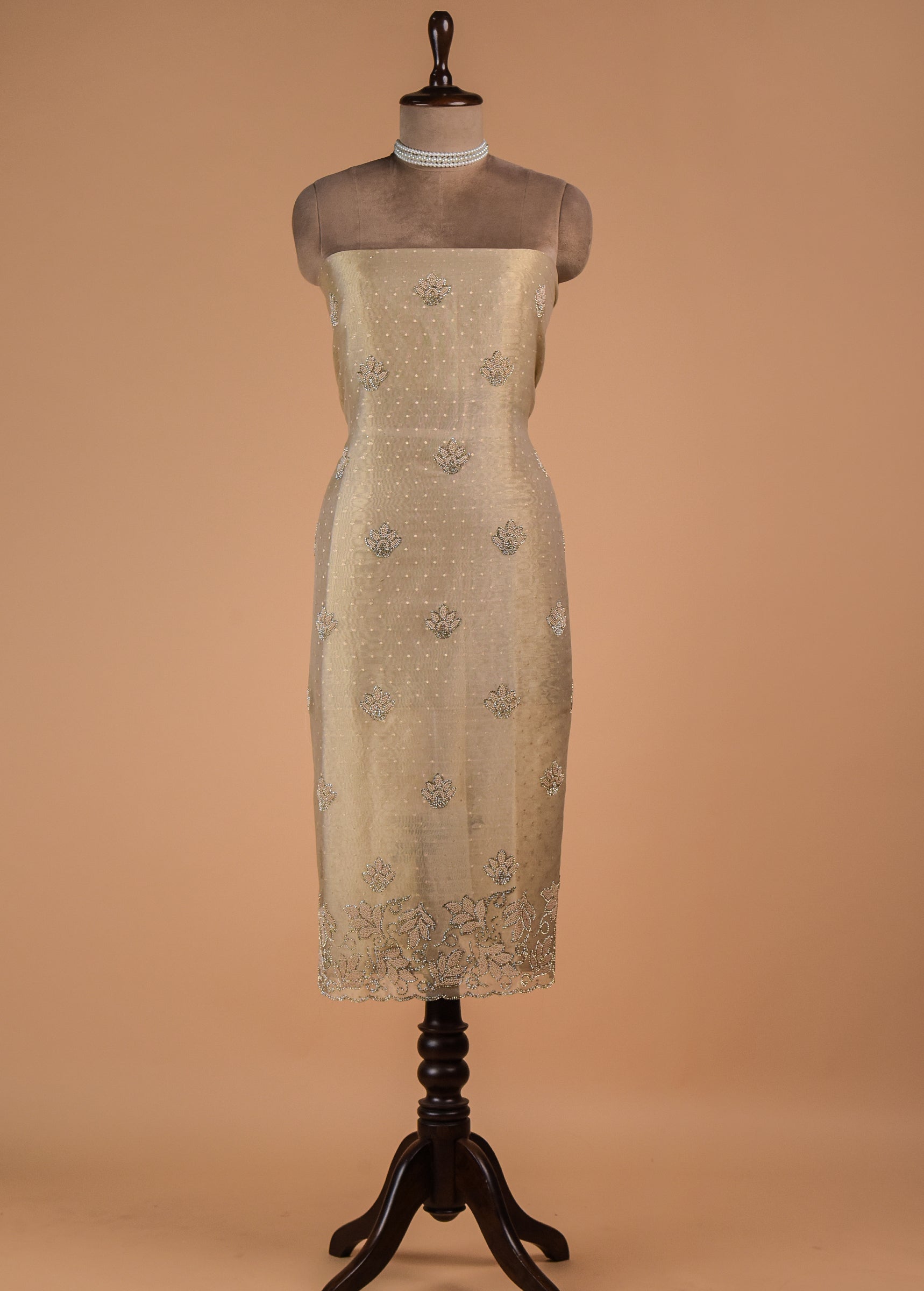 Gold Tissue Georgette Dress Material