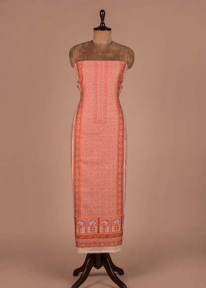 Peach Mulmul Cotton Dress Material