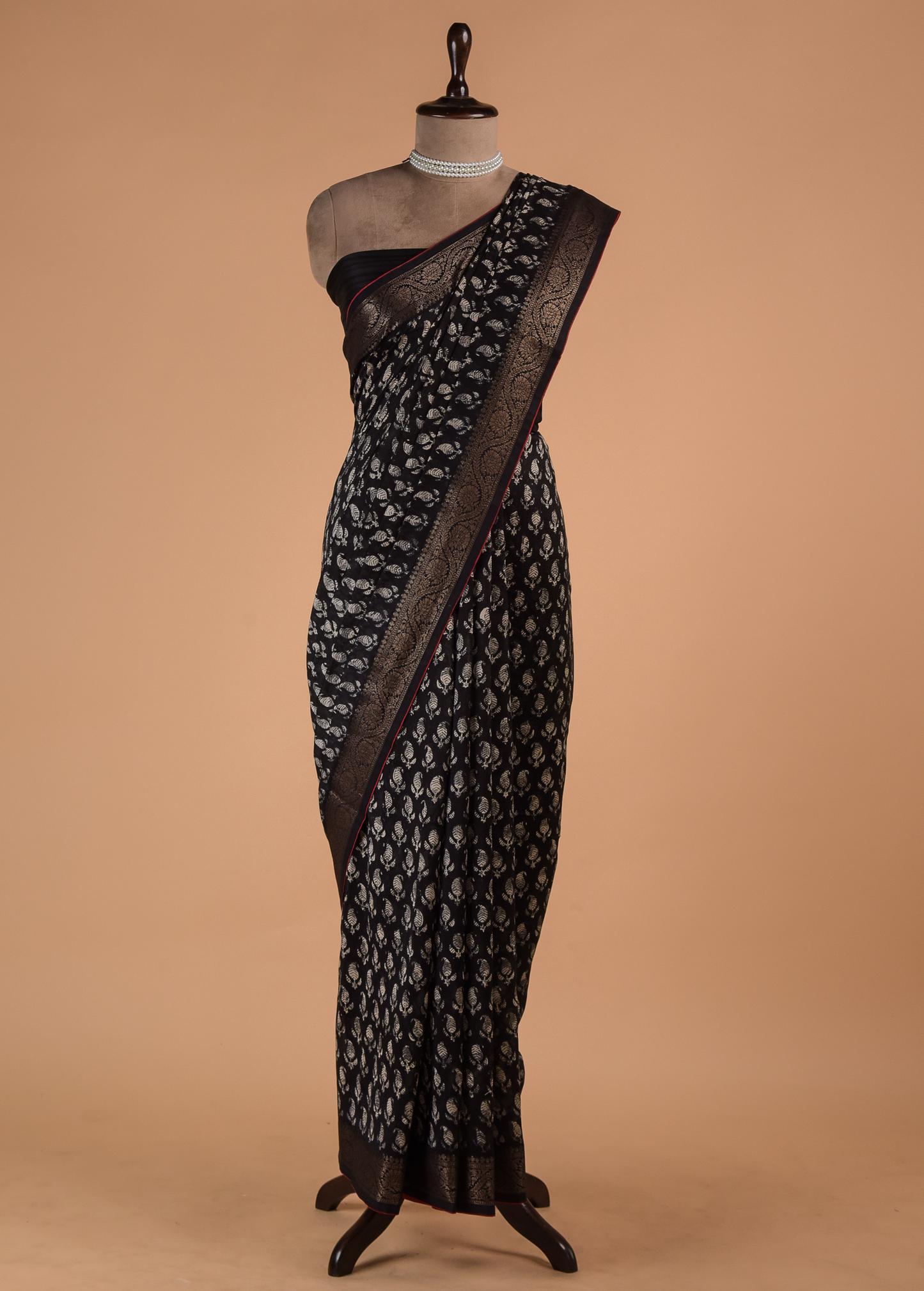 Black Cotton Printed Saree