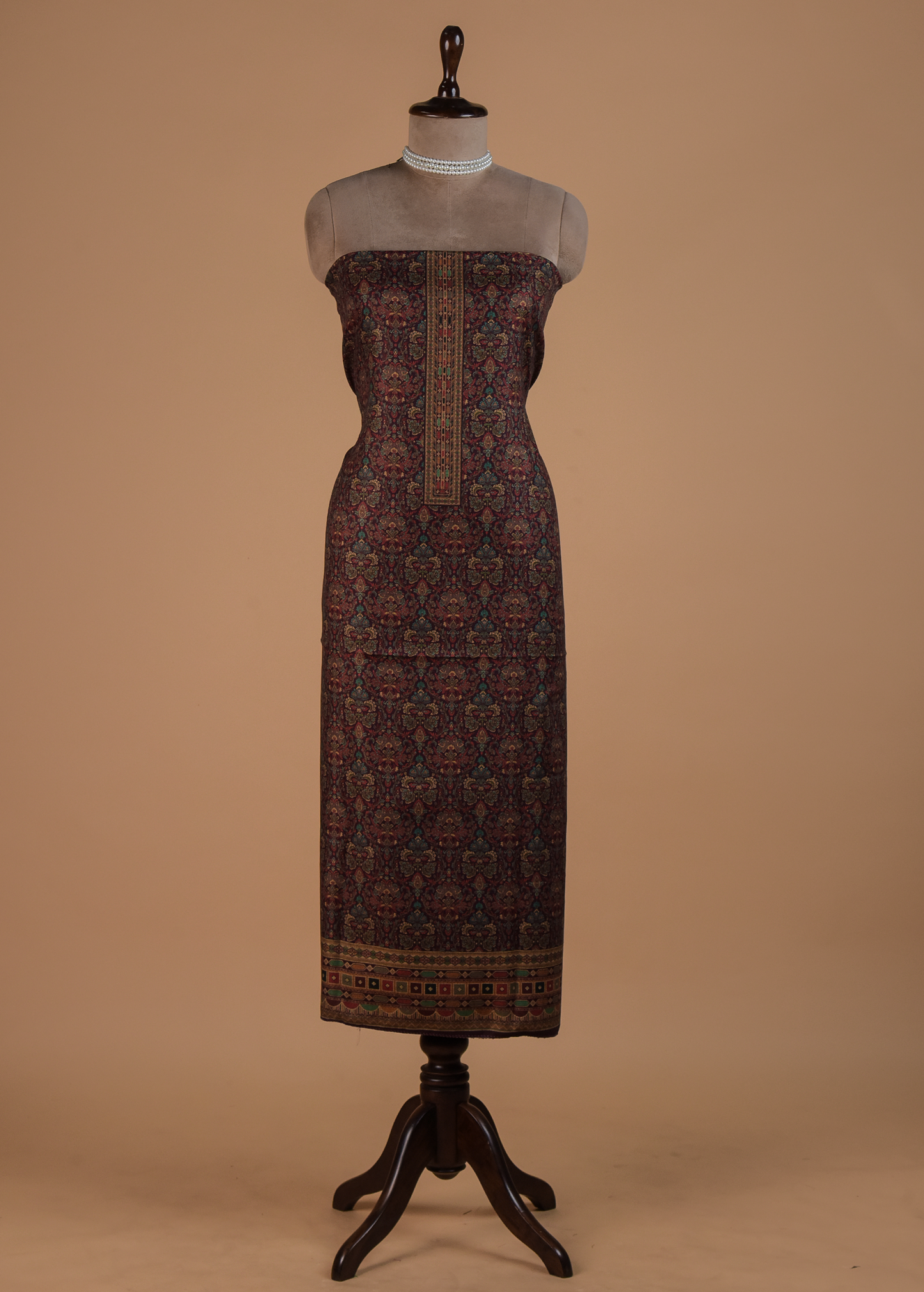 Wine Pashmina Dress Material