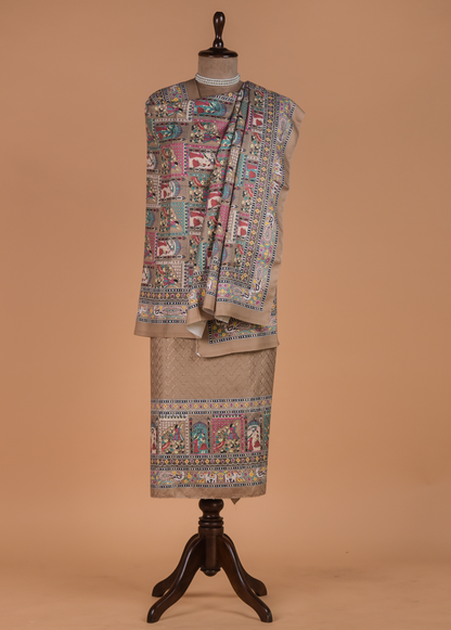 Beige Pashmina Dress Material