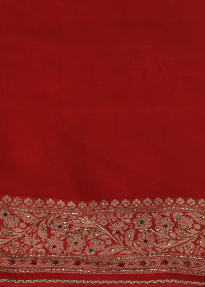 Red Georgette Banarasi Saree